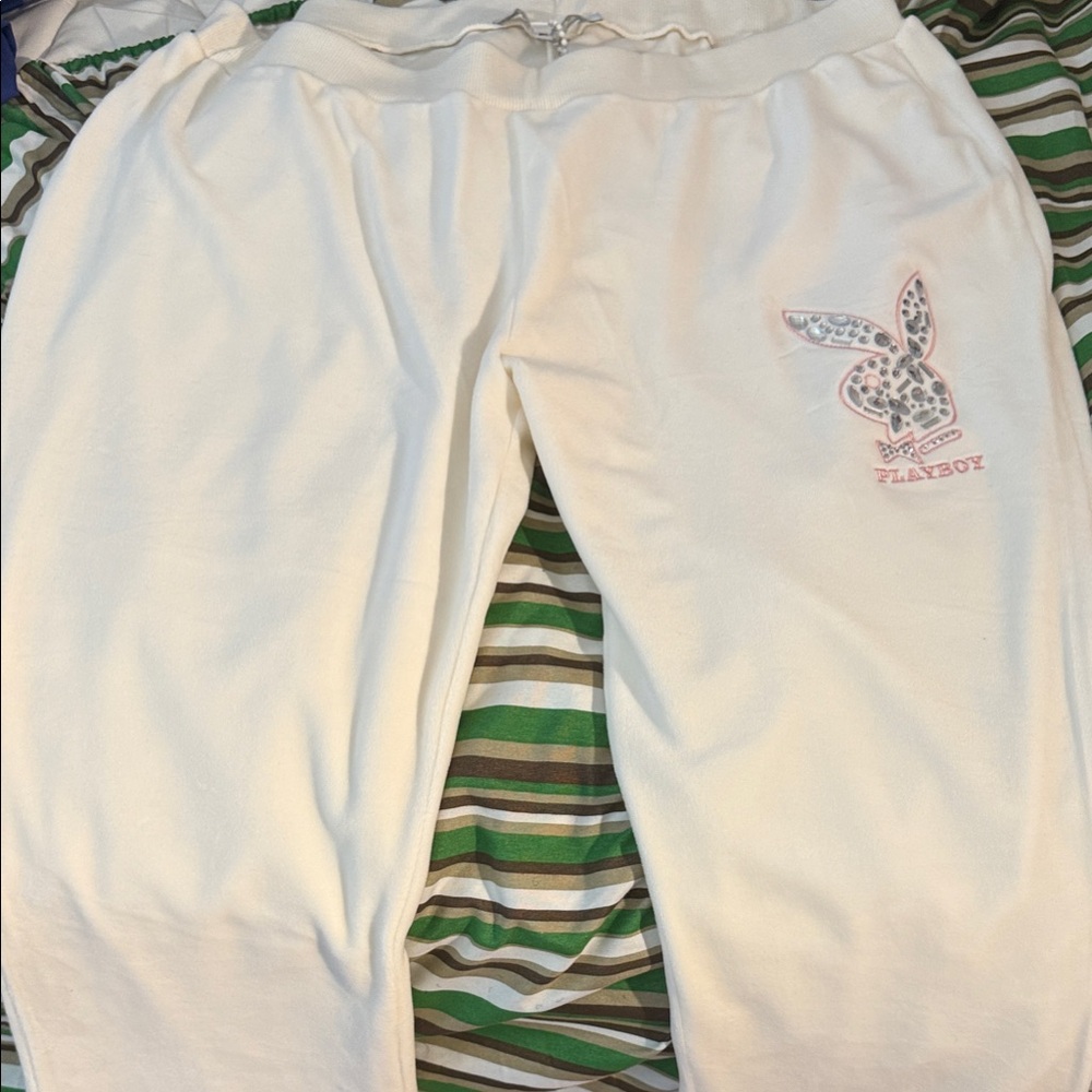 PLAYBOY Cream Flare Lounge Pants with Logo